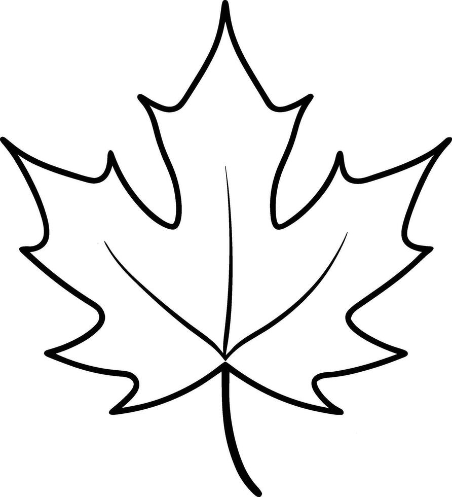Maple Leaf Line Drawing - Minimalist Black Outline vector