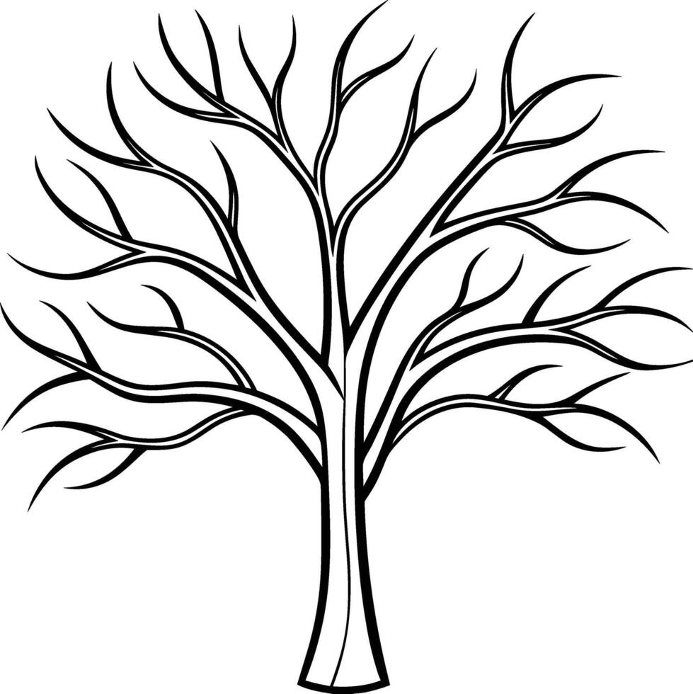 Elegant Bare Tree Line Art - Autumn and Fall Season Illustration vector