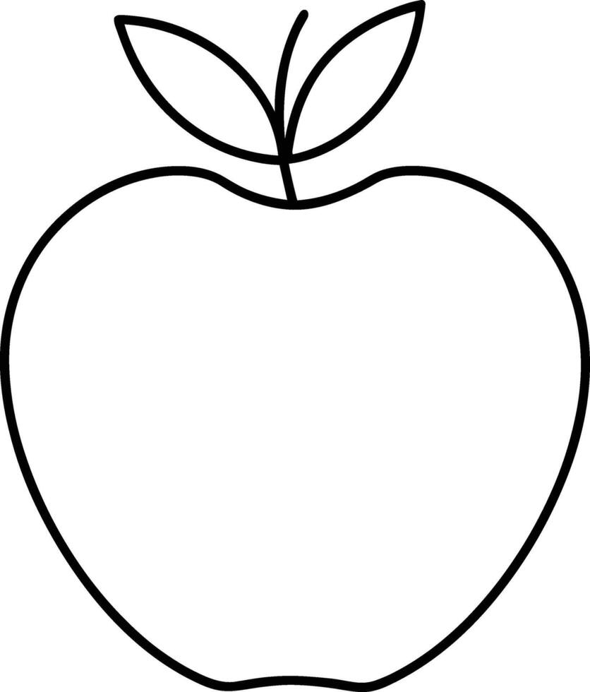 Apple Outline with Two Leaves - Minimalist Fruit Line Art for Autumn and Fall Designs vector