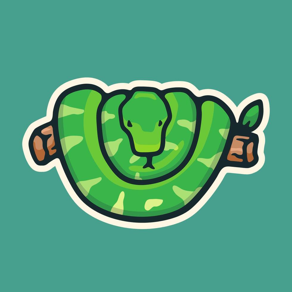 Art Illustration animal snake sleep on wood vector
