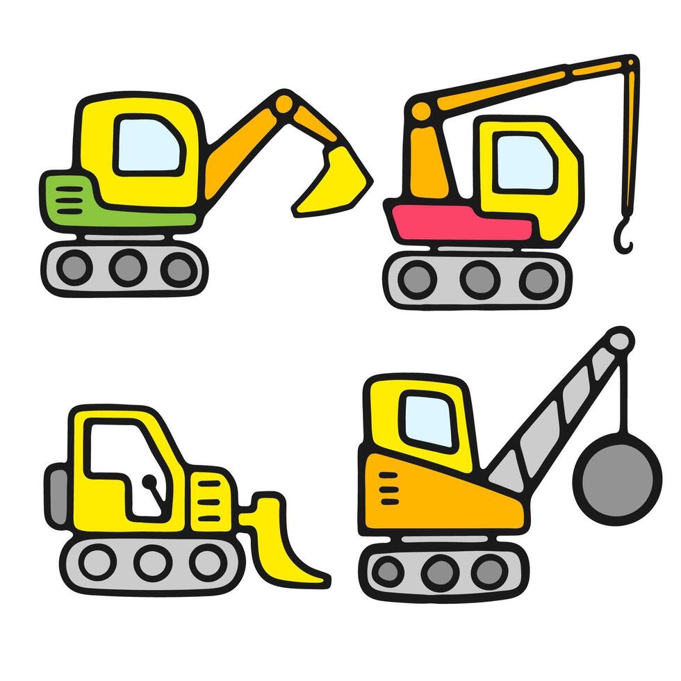 Art Illustration hand draw excavator good for drawing book vector