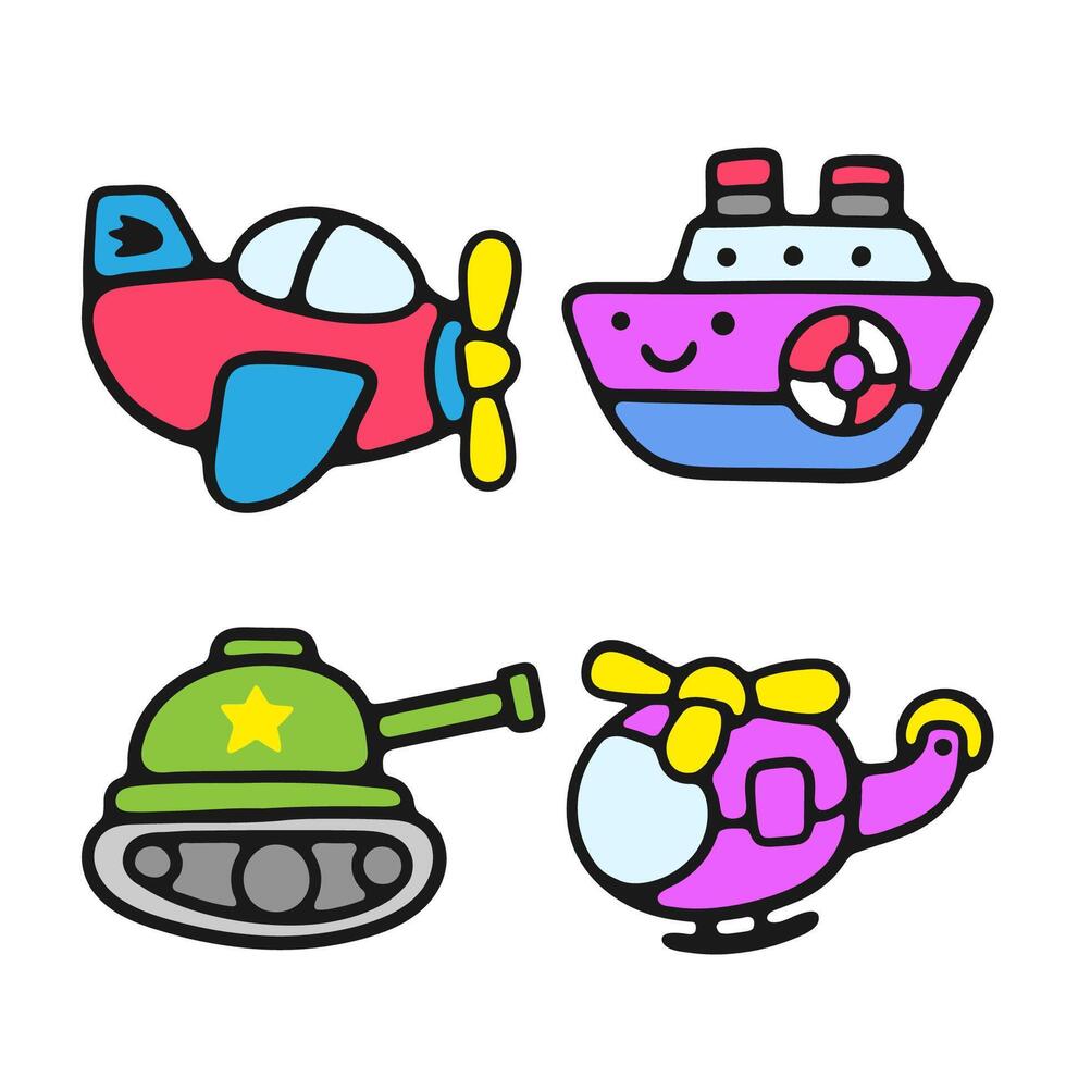 Art Illustration hand draw transportation icon full color vector