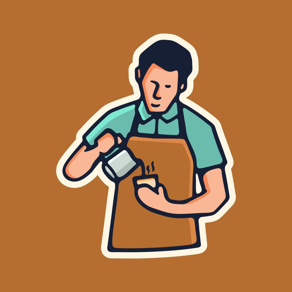 Art Illustration flat design barista coffee shop good for sticker vector
