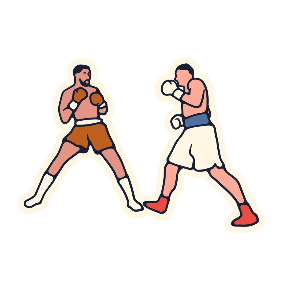 illustration cartoon boxing good for sticker on white background vector