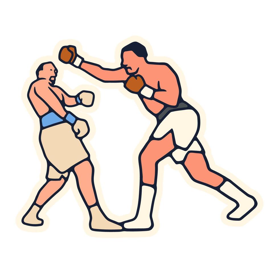 illustration flat design fight boxing vector