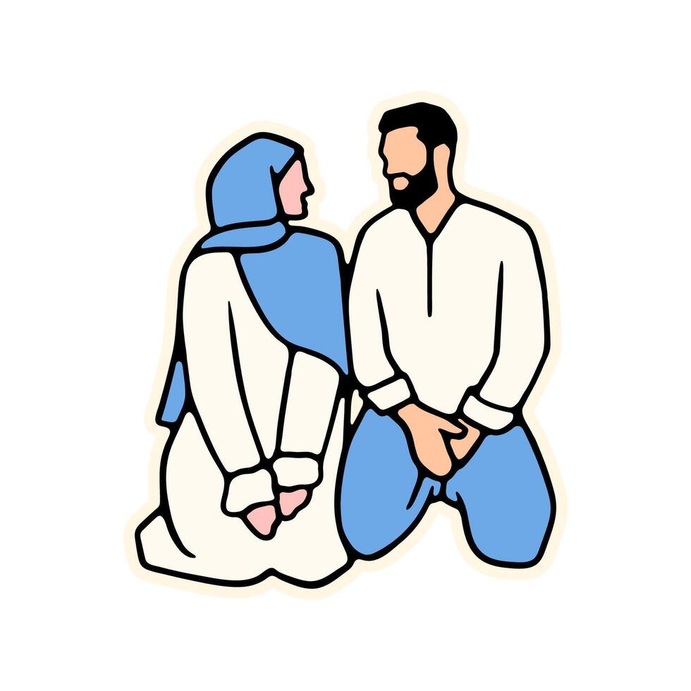 Art Illustration flat design muslim couple on white background vector