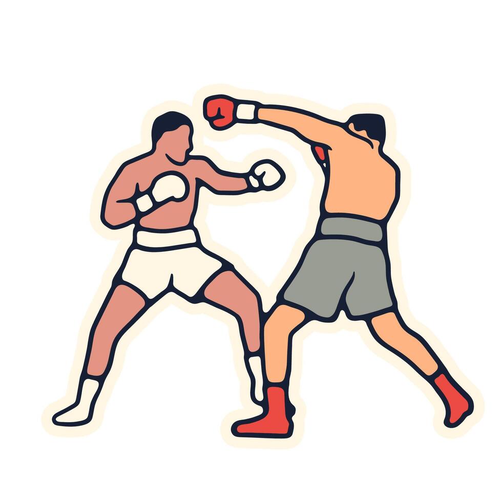 illustration flat desing art boxing vector