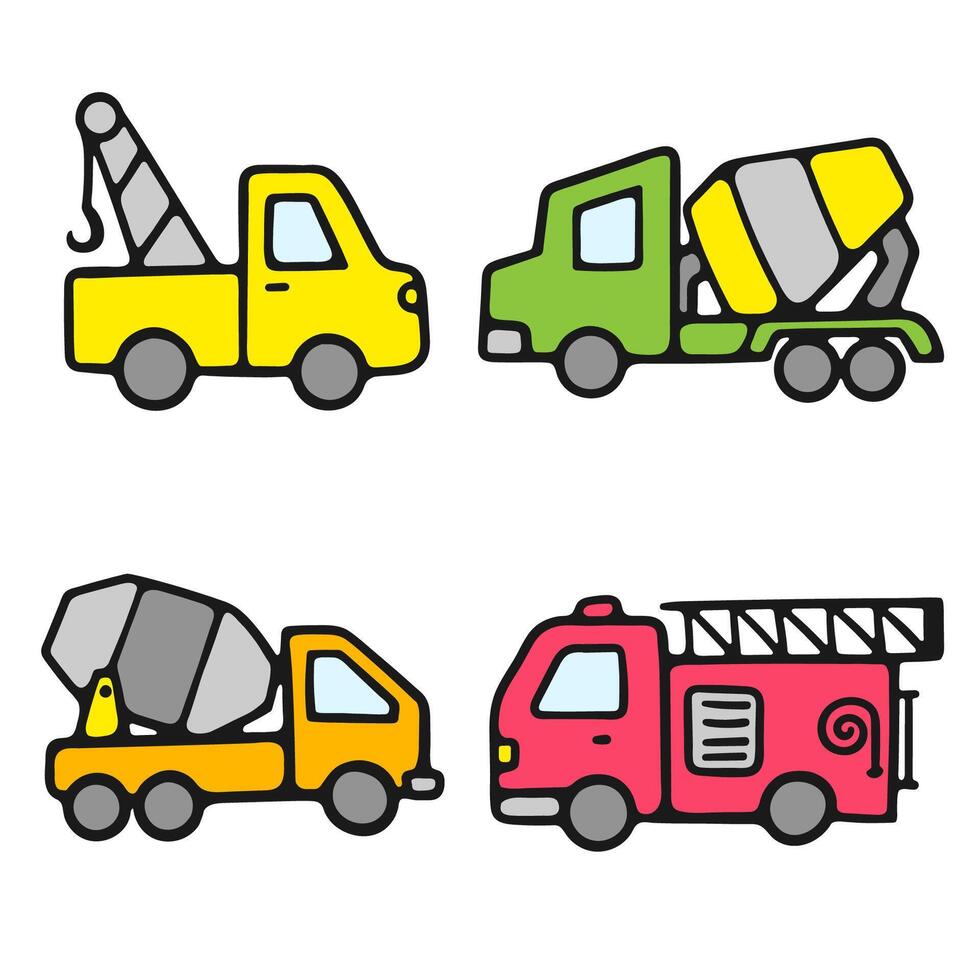 Art Illustration flat design dum truck coloring book vector