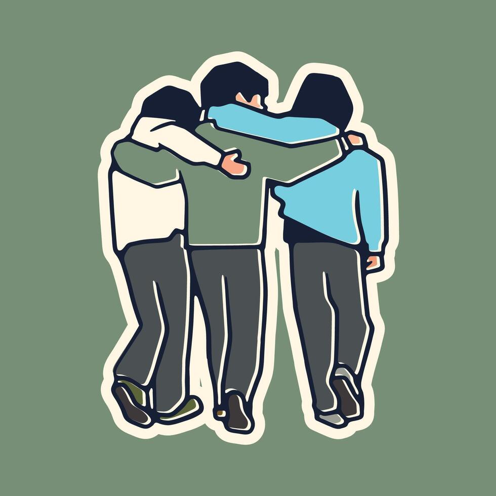 Art Illustration friendship capture from behind vector