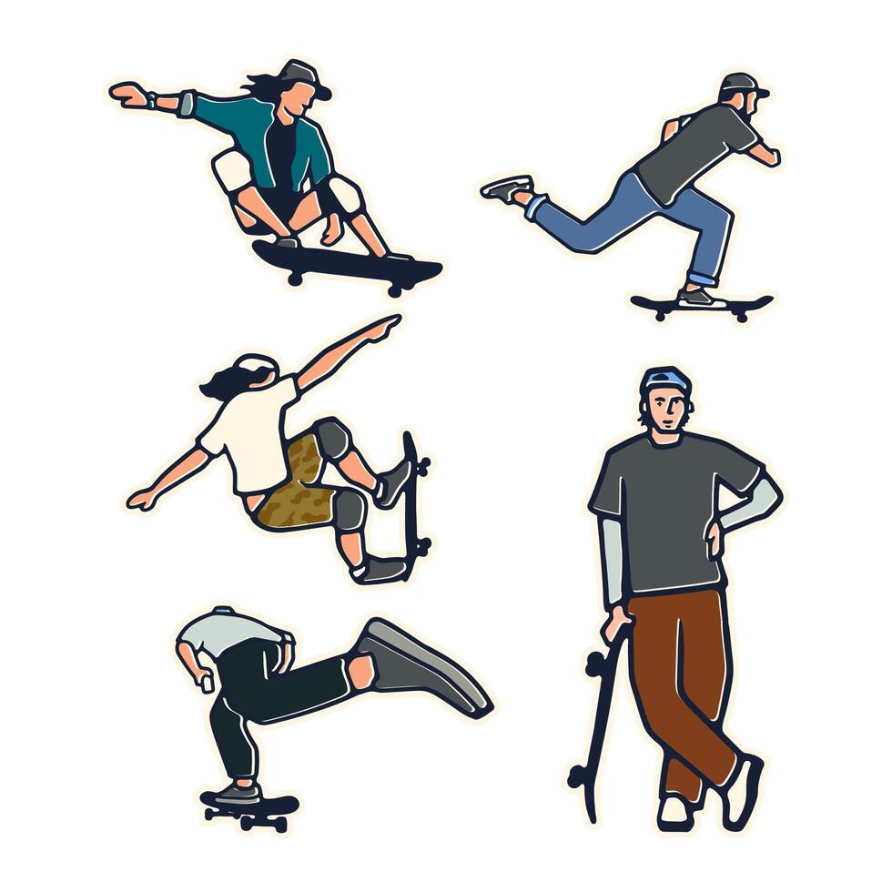 illustration hand draw skater good for icon logo and sticker vector