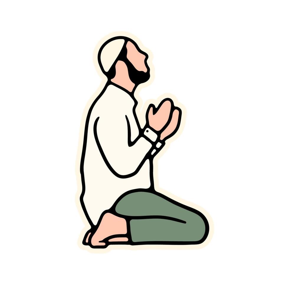 illustration man pray on white background vector