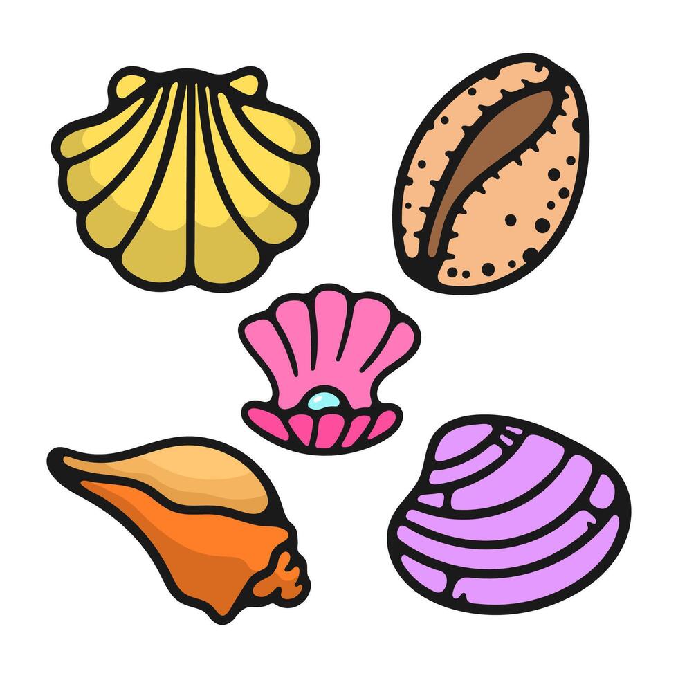 Art Illustration seashell collection good for drawing book vector