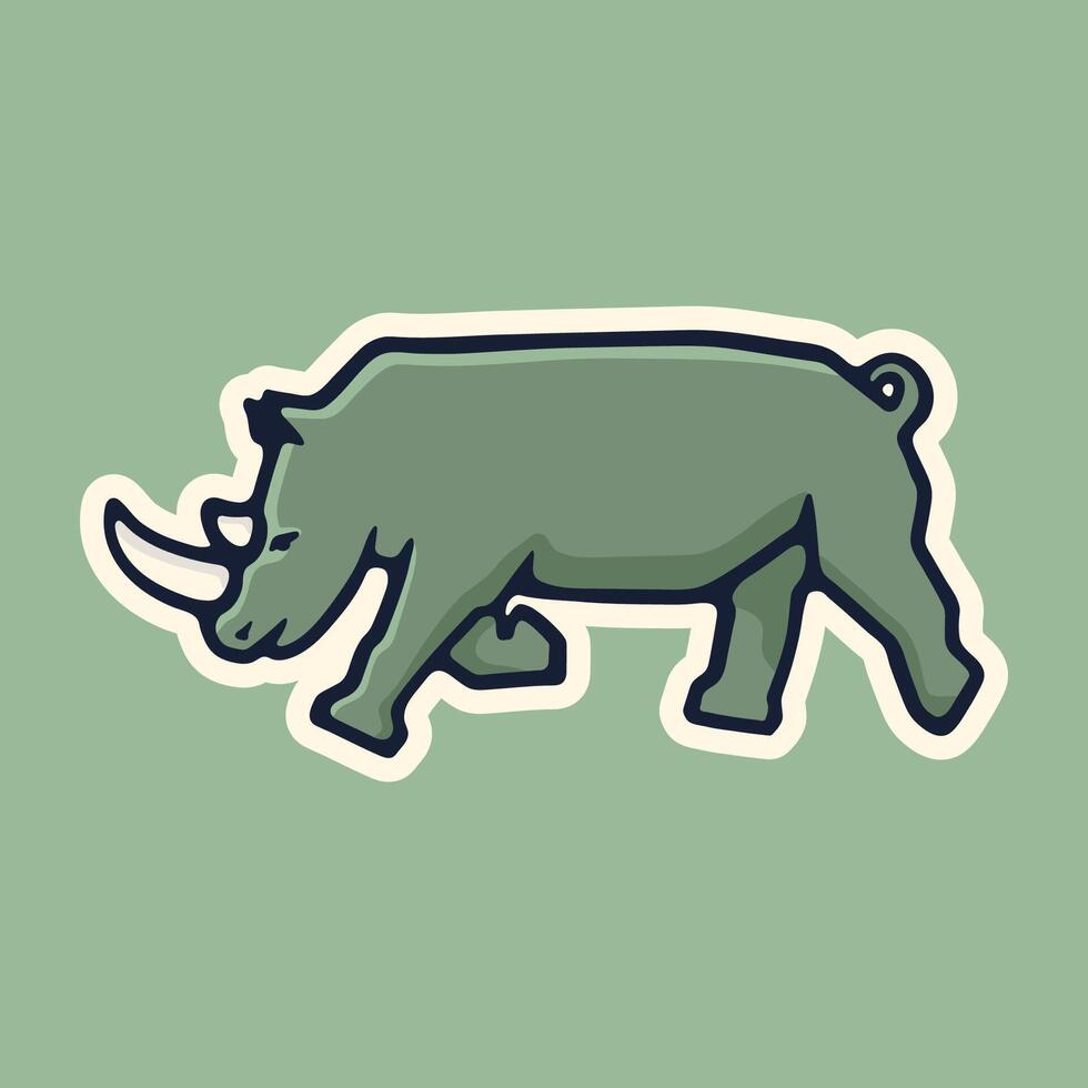 illustration animal rhino running on green background vector