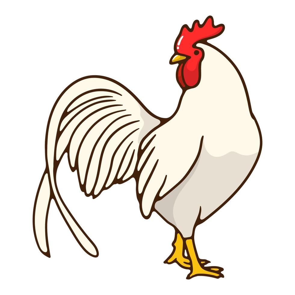 illustration animal rooster white color good for sticker and education vector