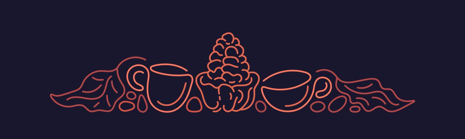 Cocoa cup. Chocolate hot drink. Art line border vector