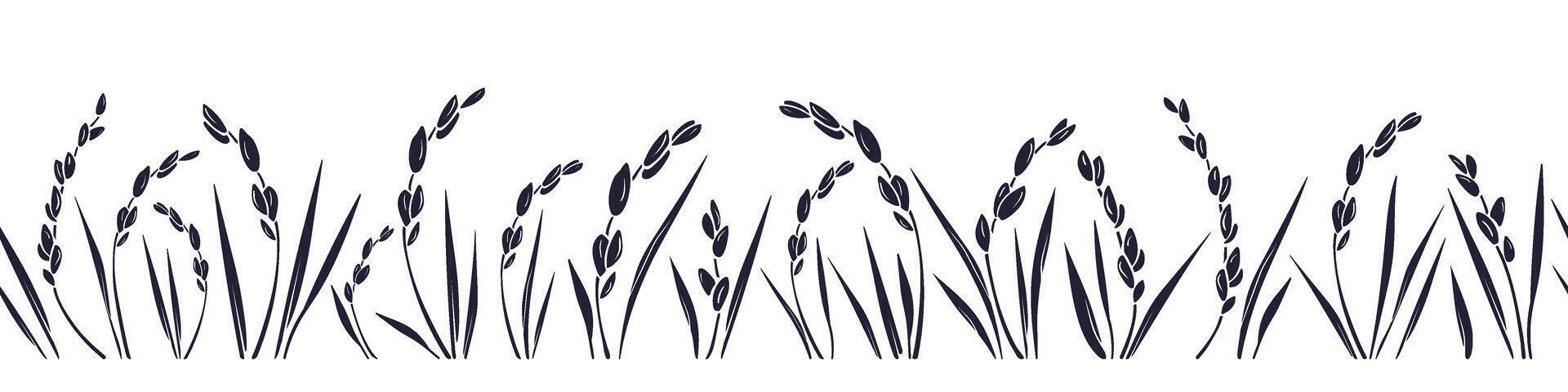 Rice grain. seamless pattern Graphic border vector