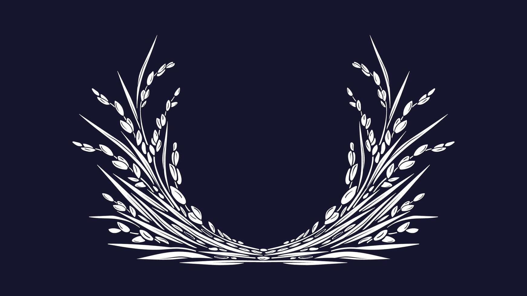 Rice round symbol. plant, grains. Oryza vector