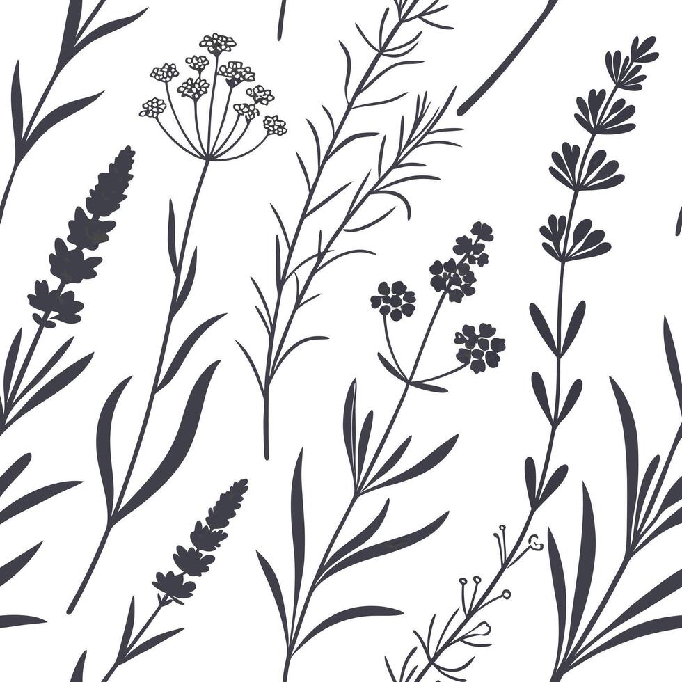 Seamless Floral Line Art Pattern with Roses and Vines vector