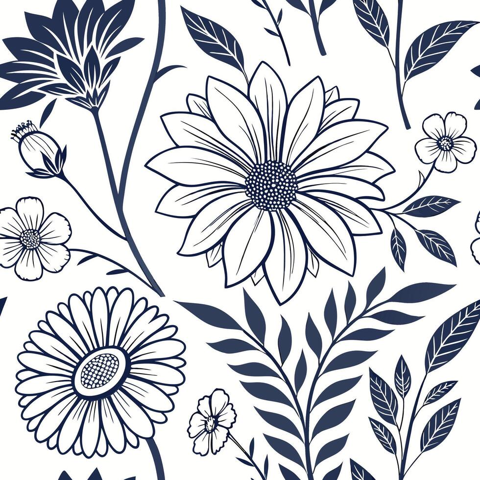 Artistic Floral Weave with Delicate Botanical Details vector