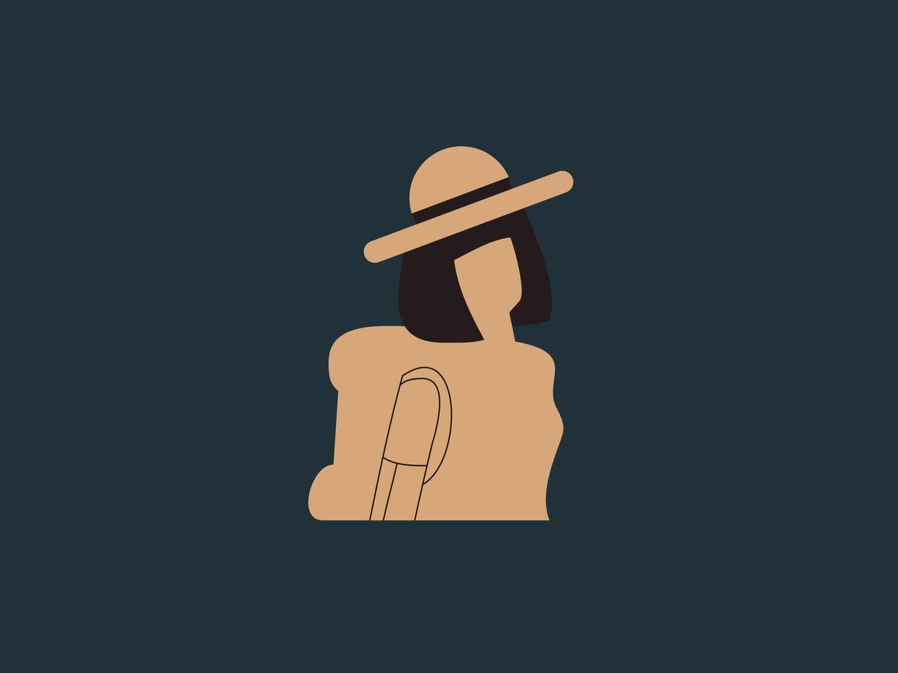 A stylized illustration of a female traveler with a hat vector