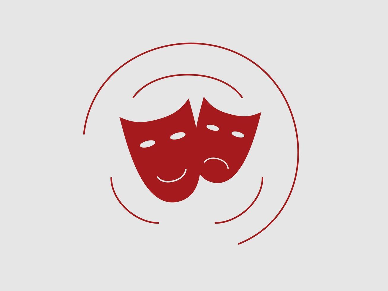 A minimalist illustration of the classic comedy and tragedy masks vector
