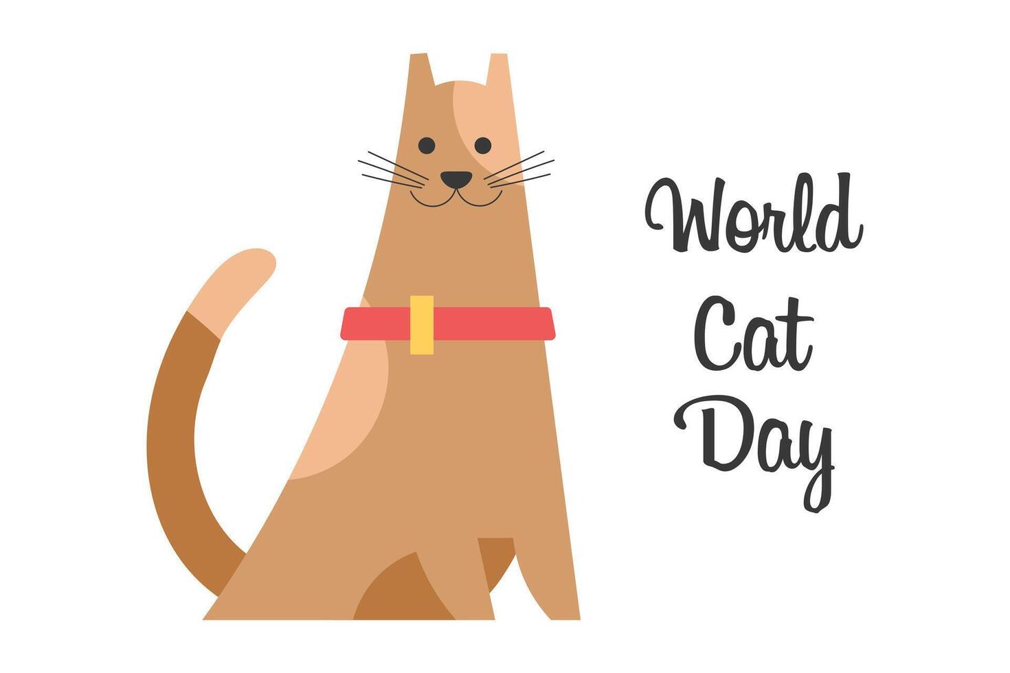 International Cat Day. Cute cat with collar. Festive illustration, print, card vector