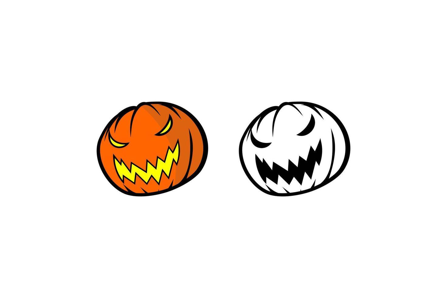 devil scary pumpkin head logo icon outline vector