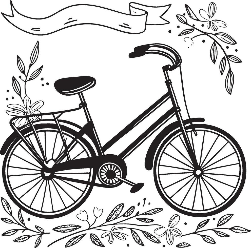 Bicycle with Floral vector