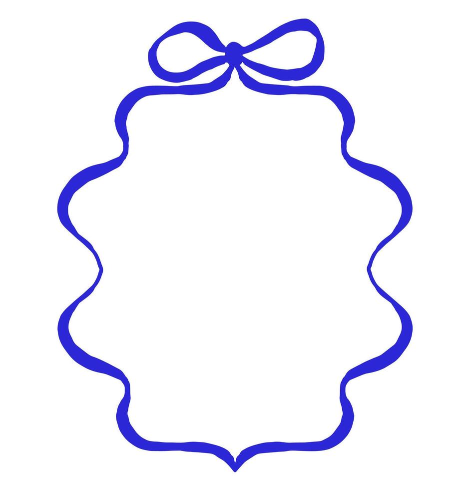 frame of blue ribbon with a bow. vector