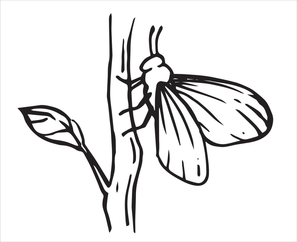 Insect butterfly pest. Illustration in sketch style. vector