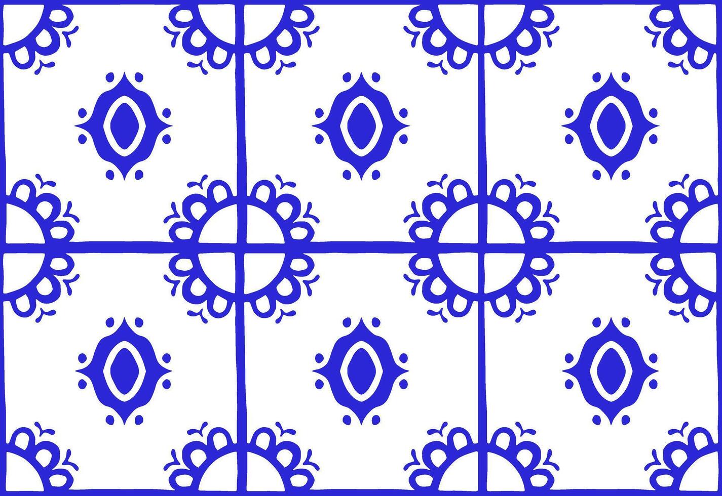 seamless pattern with tiles with blue patterns vector