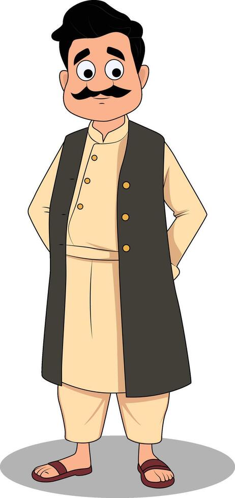 Indian Tribal Man Cartoon Character Illustration vector