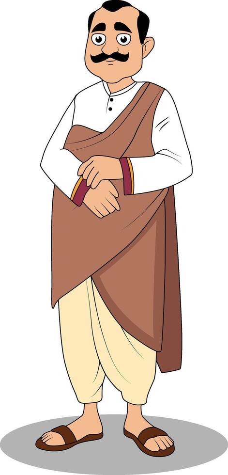 Indian Village Worker Cartoon Concept Art vector