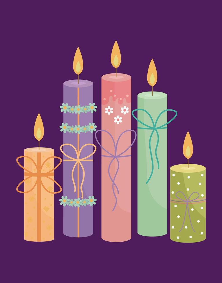 Easter Holiday Decorative Candle Set vector