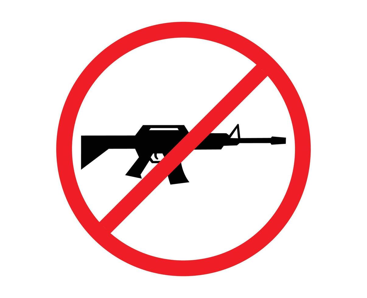 No Firearms Sign with Red Circle. a sign prohibited from carrying firearms. no guns prohibited area sign. anti terrorism symbol vector