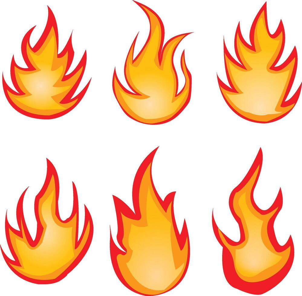 Fire Flames Set vector
