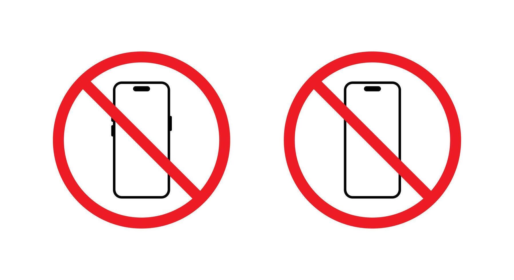 No smartphone area sign. Mobile phone prohibition icon. Cellphone with forbidden symbol vector