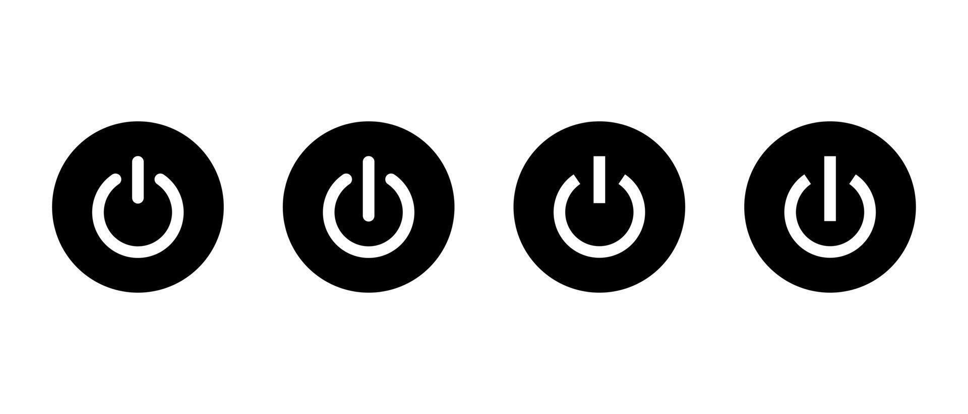 Power switch button icon on black circle. ON and OFF sign symbol. Electricity shutdown concept vector