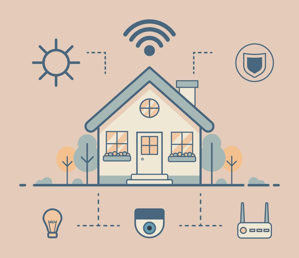 Smart Home Energy and Security Automation Banner. vector