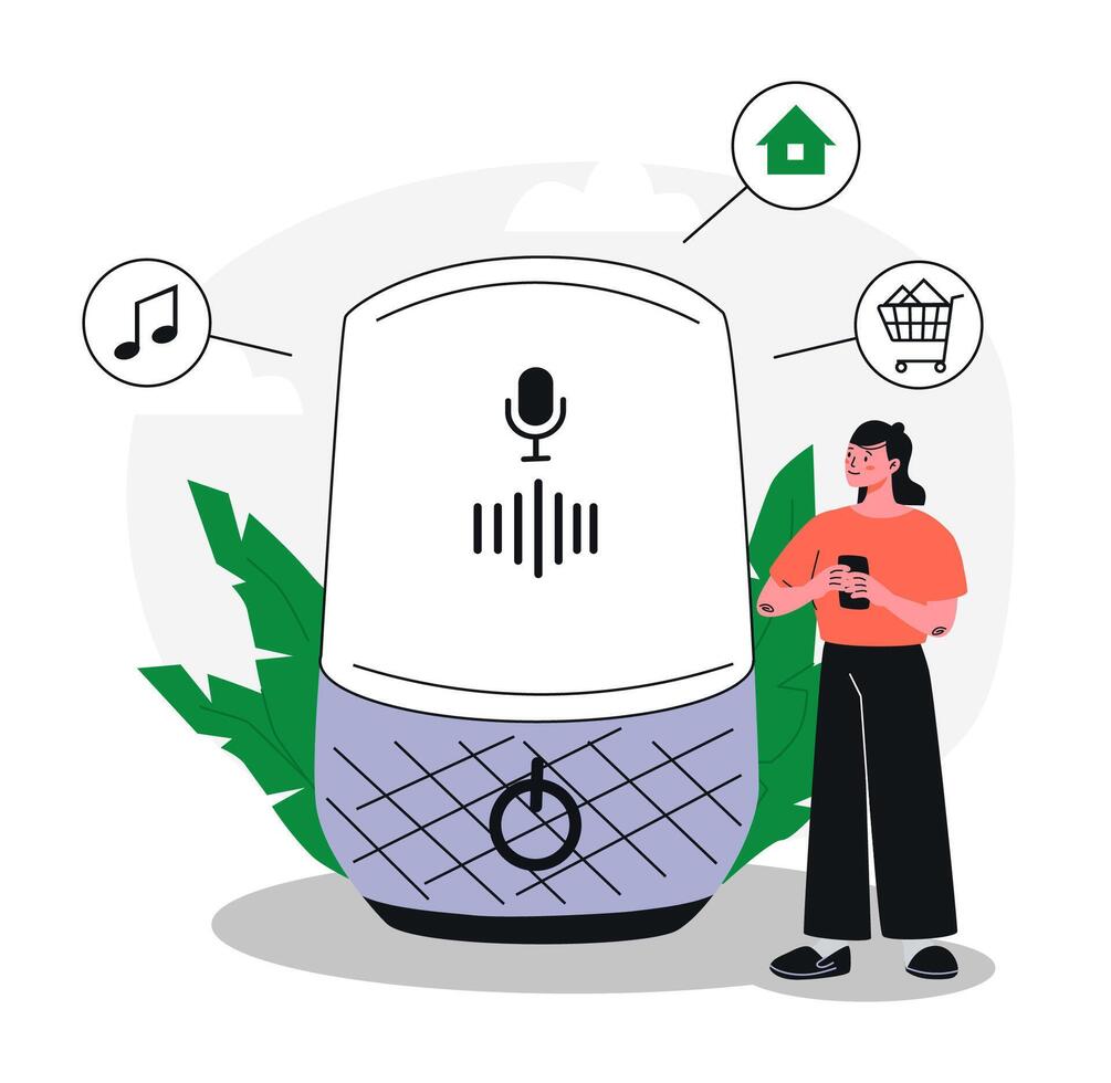Voice Assistant Speaker for Smart Home Automation. vector
