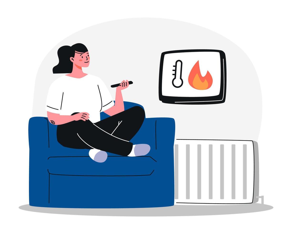 Smart Home Automation with Remote Heating Control. vector