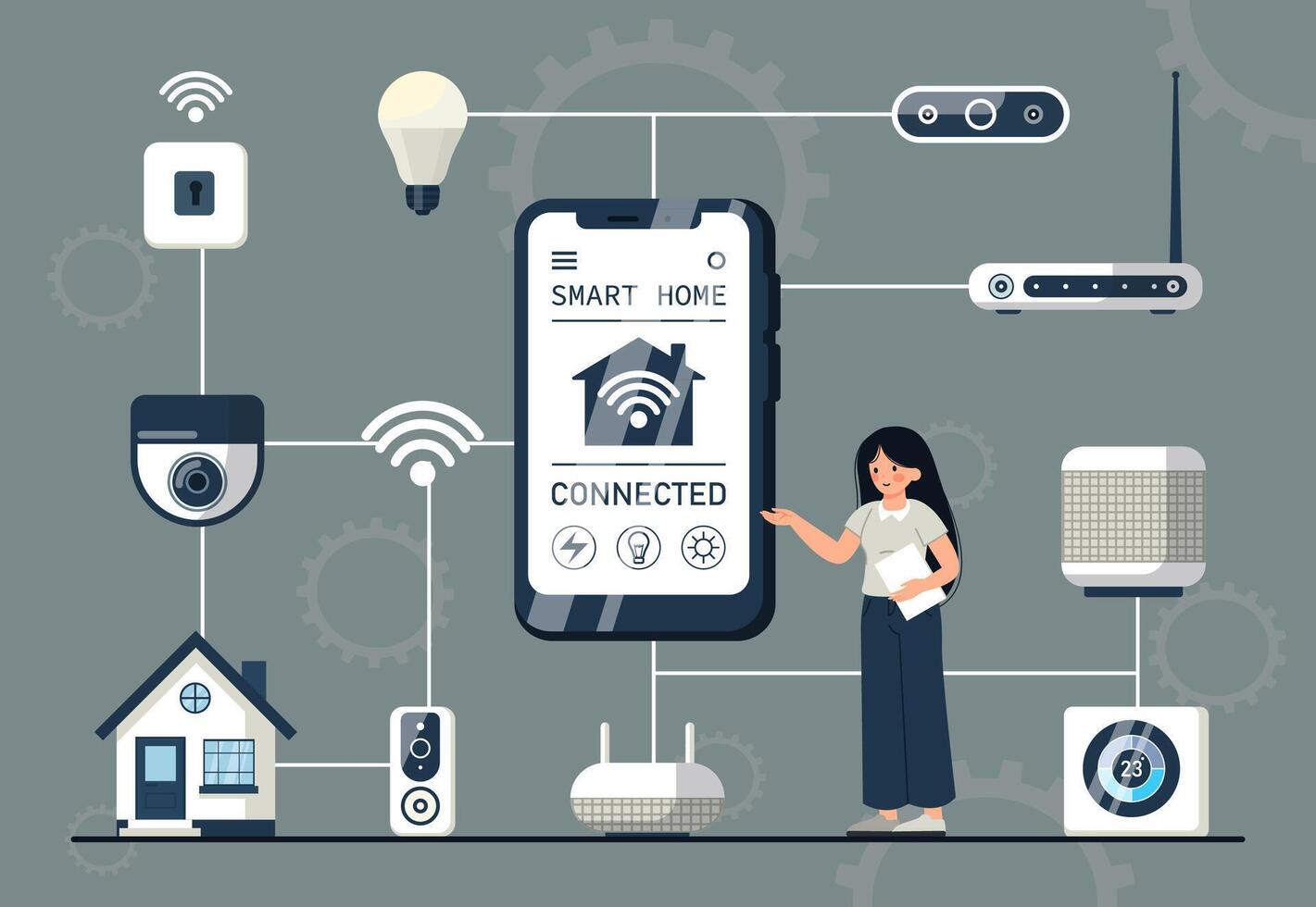 Presentation of Devices Connected to Smart Home. vector