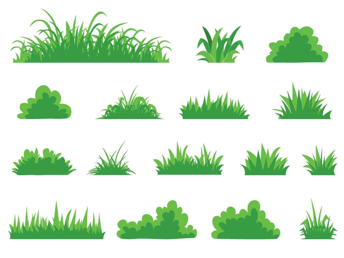 isolate green branch or grass silhouettes set. vector