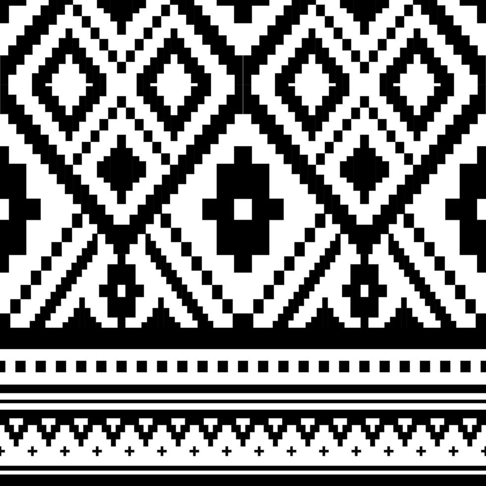 Black and White color Geometric ethnic oriental simple pattern. vector