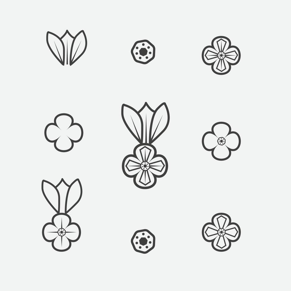flower collection with roses, leaves, floral bouquets, flower vector