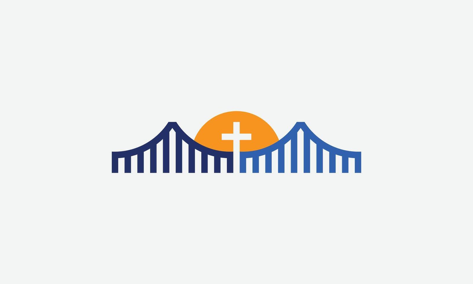 Cross Bridge religious Logo design vector