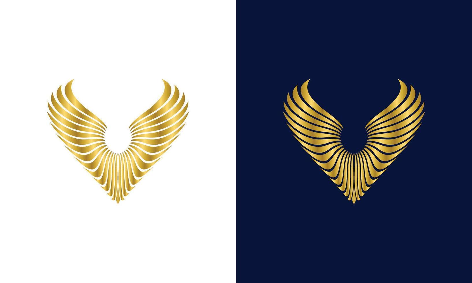 Golden wings monogram logo initial letter V vector