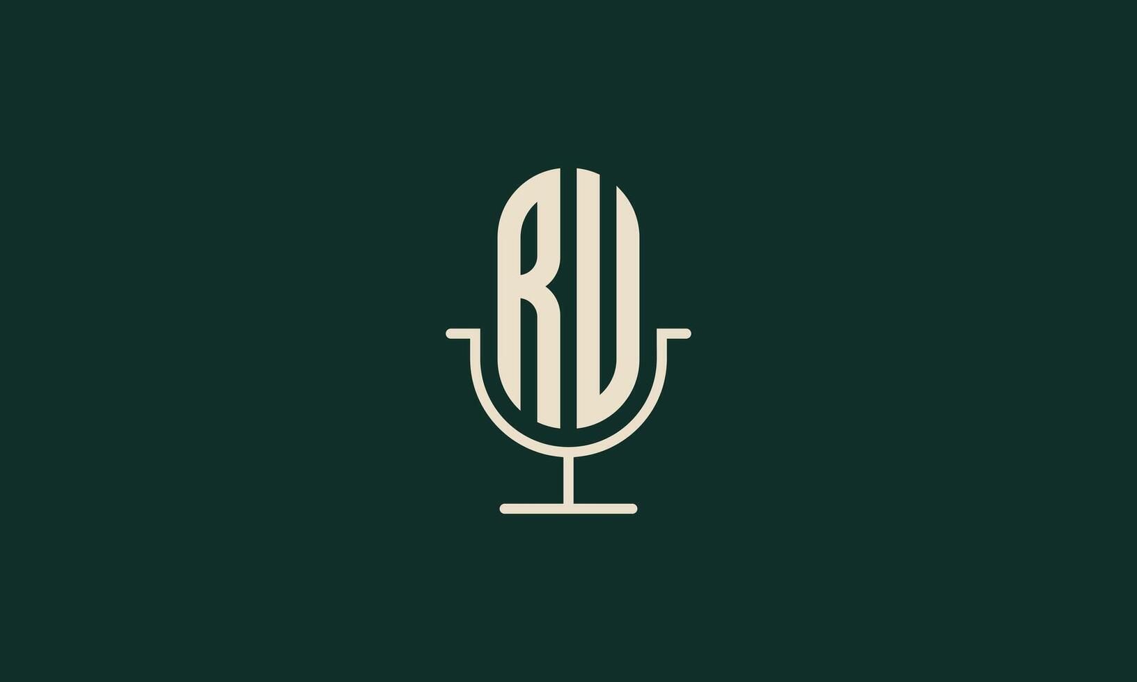 RU or RV podcast mic monogram logo design vector