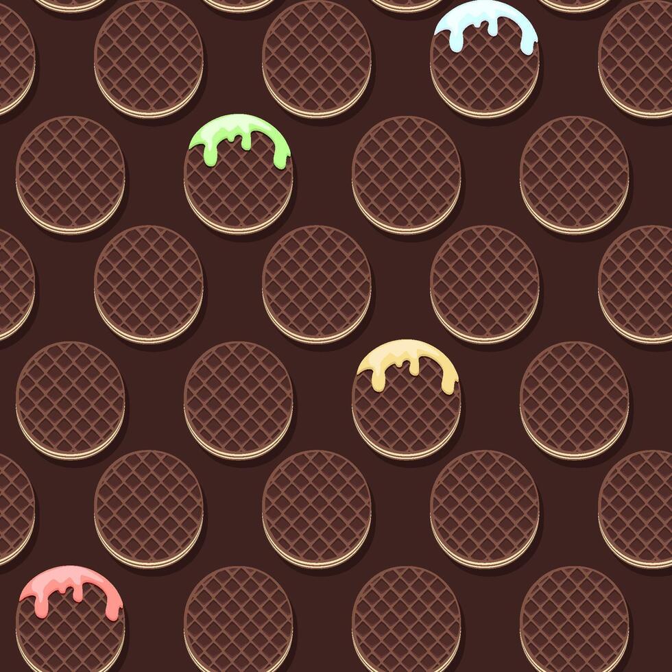 Seamless patterns of the Chocolate waffles or cookies. light pink background for fabric, print, textile, game, wallpaper or more... vector