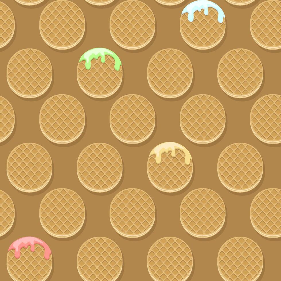 Seamless patterns of the circle waffles or cookies. light pink background for fabric, print, textile, game, wallpaper or more... vector
